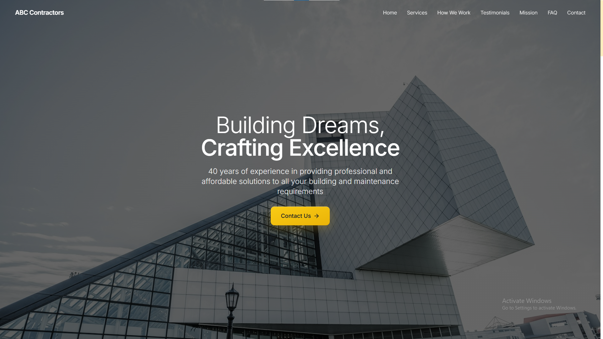 ABC Contractors Landing Page